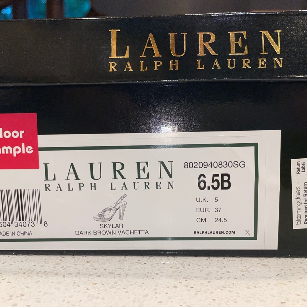 RALPH LAUREN SKYLAR DK BRN VACHETTA LEATHER HEEL SZ 6.5 - Picture 6 of 6